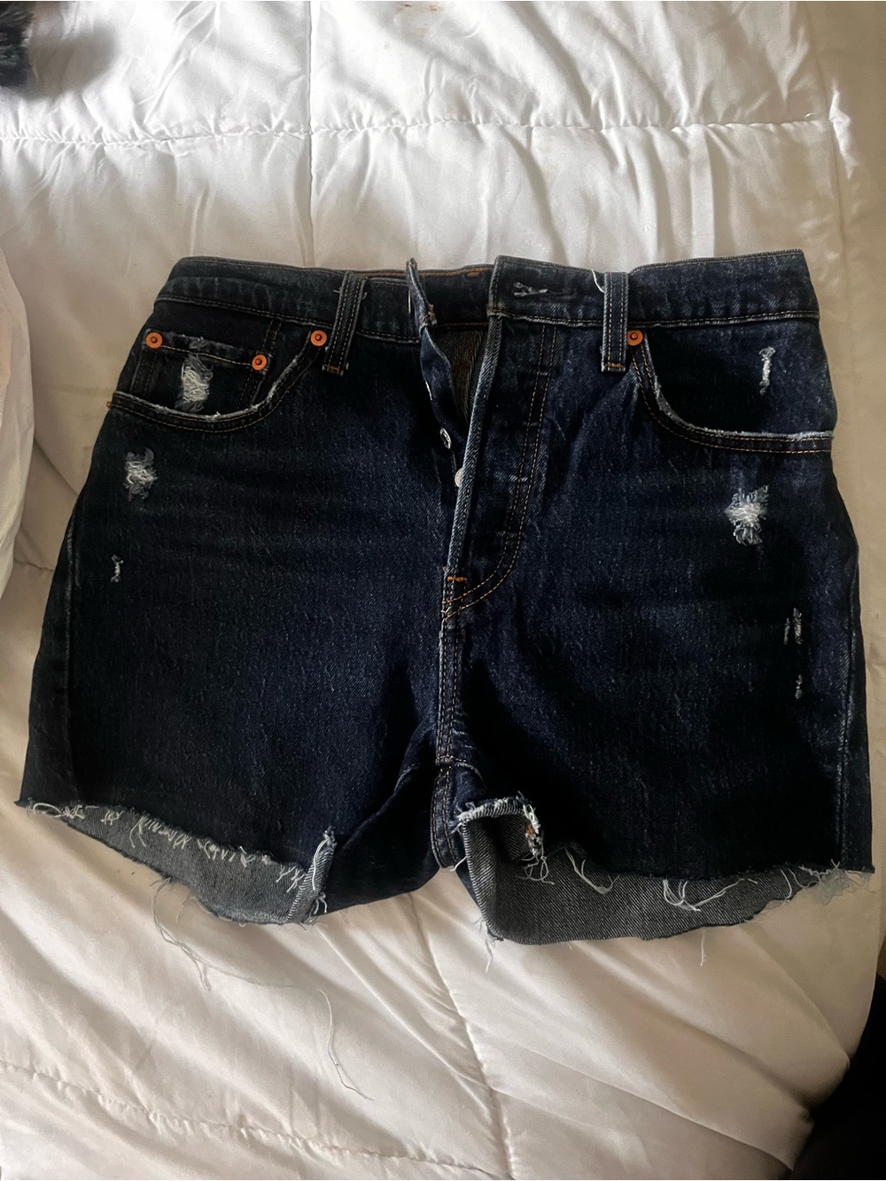 Levi's Black Distressed Cutoff Denim Shorts